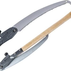 Folding Saw,Using SK85 material with three-sided serrations,tree saw for camping, Pruning branches and Bushcraft, Pouch Included(Wooden handle, 98 cm long)