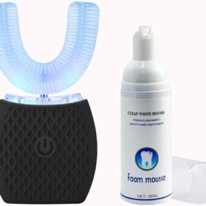 Automatic Ultrasonic Toothbrush, U-Shaped 360° Electric Toothbrush for Adults, Smart Electric Toothbrushes for Travel Home Dual-use, USB Charging (White)